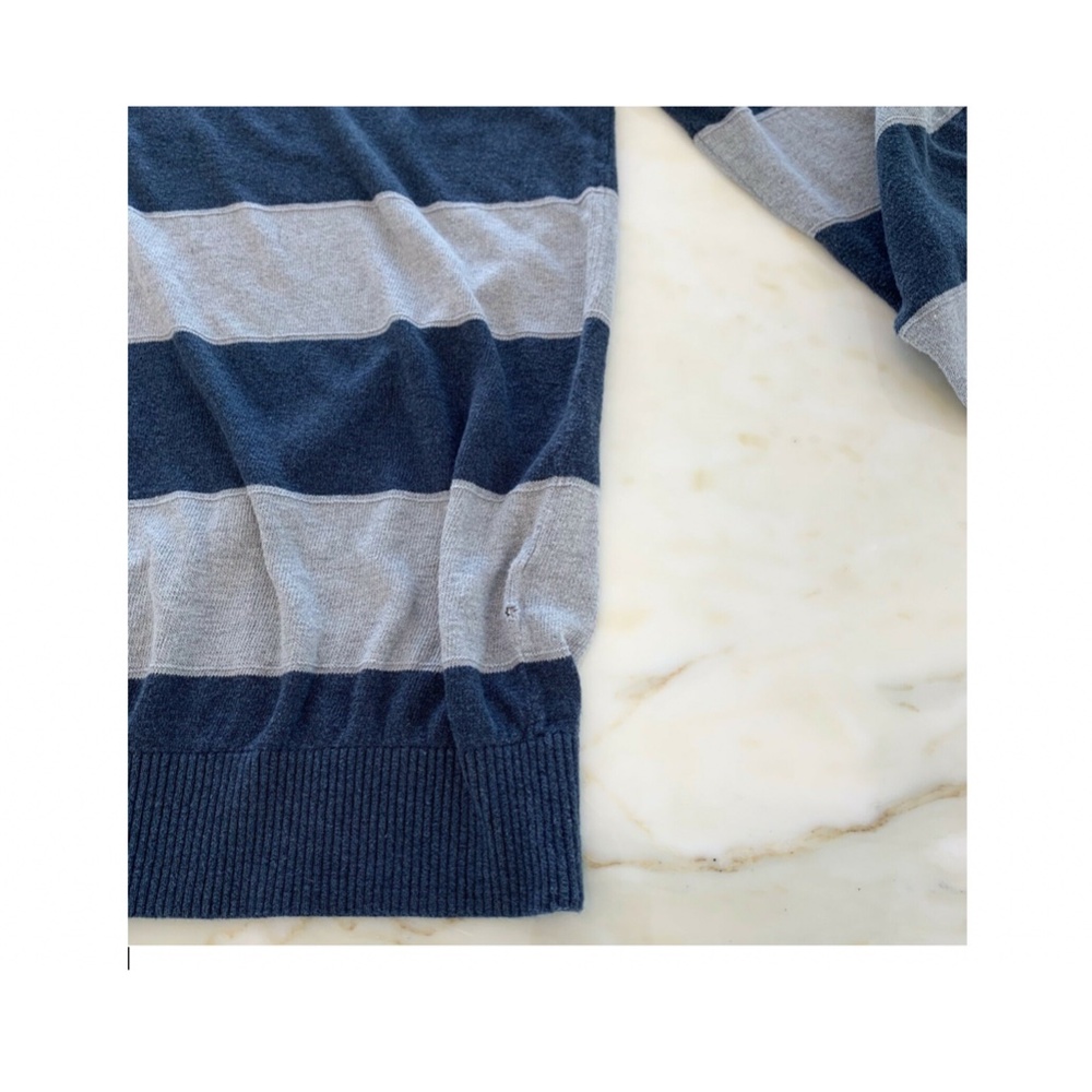BANANA REPUBLIC NAVY BLUE GRAY STRIPE SWEATER XL - Picture 15 of 15